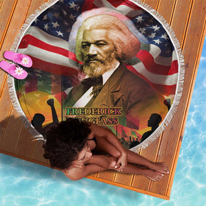 Frederick Douglass Beach Blanket American Flag Background Powerful Quote Build Strong Children Civil Rights Tribute - African Pride