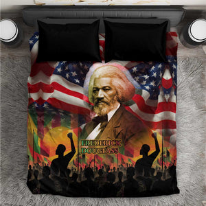 Frederick Douglass Bedding Set American Flag Background Powerful Quote Build Strong Children Civil Rights Tribute - African Pride