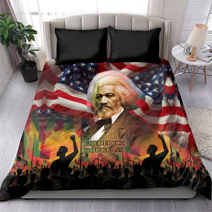 Frederick Douglass Bedding Set American Flag Background Powerful Quote Build Strong Children Civil Rights Tribute - African Pride
