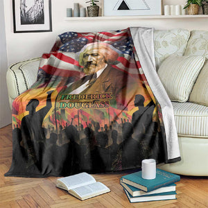 Frederick Douglass Blanket American Flag Background Powerful Quote Build Strong Children Civil Rights Tribute - African Pride