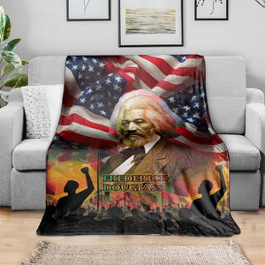 Frederick Douglass Blanket American Flag Background Powerful Quote Build Strong Children Civil Rights Tribute - African Pride