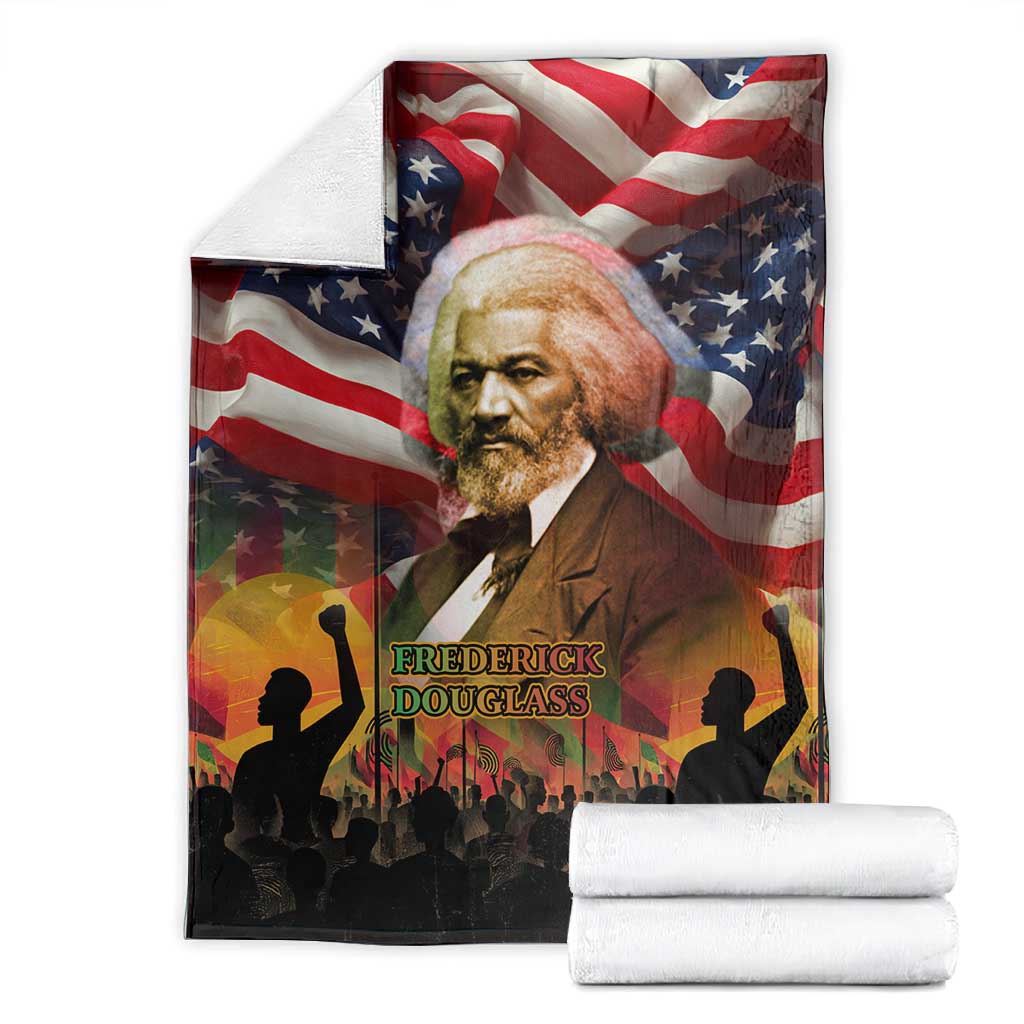 Frederick Douglass Blanket American Flag Background Powerful Quote Build Strong Children Civil Rights Tribute - African Pride