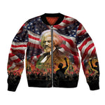 Frederick Douglass Bomber Jacket American Flag Background Powerful Quote Build Strong Children Civil Rights Tribute - African Pride