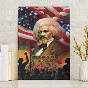 Frederick Douglass Canvas Wall Art American Flag Background Powerful Quote Build Strong Children Civil Rights Tribute - African Pride