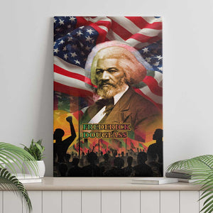 Frederick Douglass Canvas Wall Art American Flag Background Powerful Quote Build Strong Children Civil Rights Tribute - African Pride