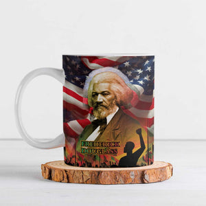 Frederick Douglass Ceramic Mug American Flag Background Powerful Quote Build Strong Children Civil Rights Tribute - African Pride