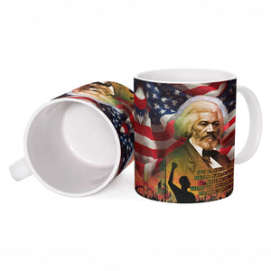 Frederick Douglass Ceramic Mug American Flag Background Powerful Quote Build Strong Children Civil Rights Tribute - African Pride