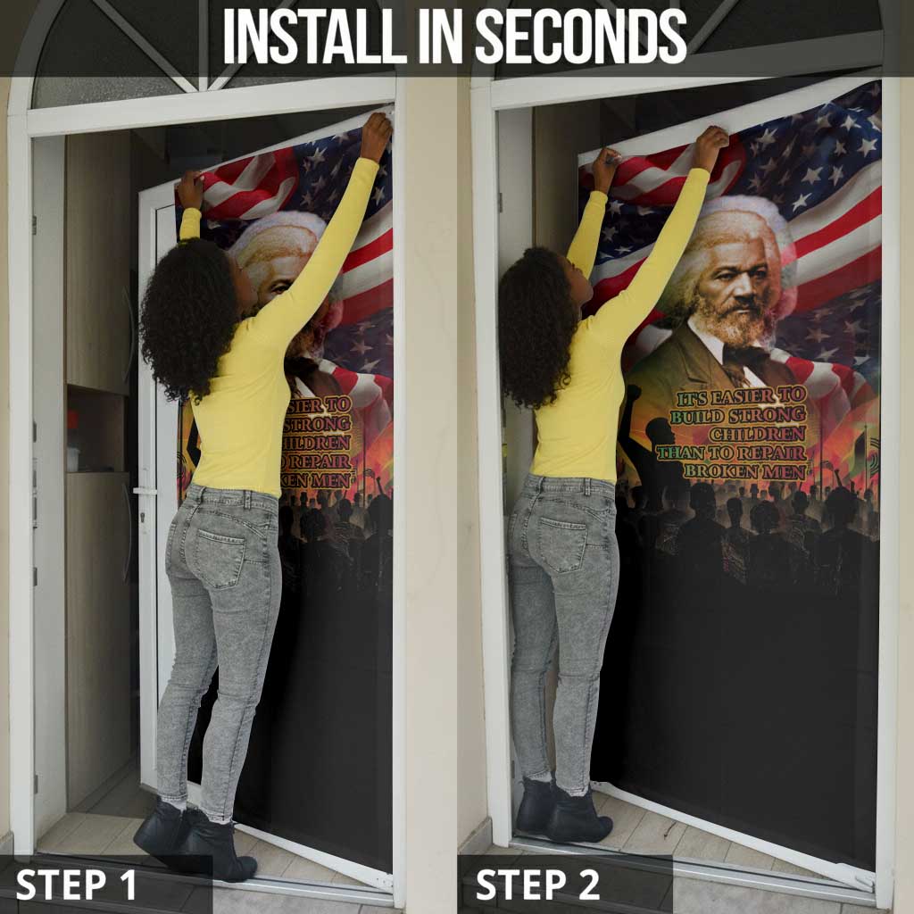 Frederick Douglass Door Cover American Flag Background Powerful Quote Build Strong Children Civil Rights Tribute - African Pride