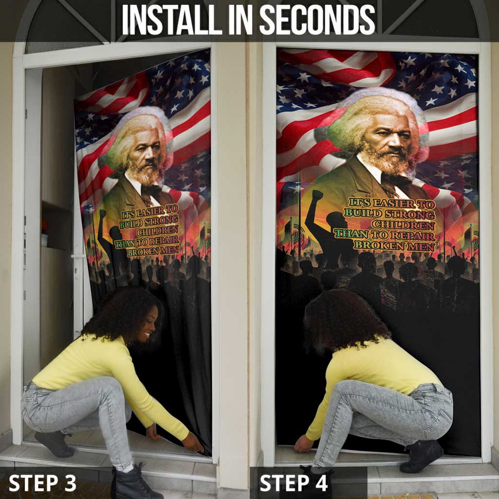 Frederick Douglass Door Cover American Flag Background Powerful Quote Build Strong Children Civil Rights Tribute - African Pride