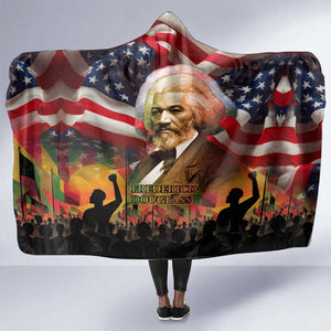 Frederick Douglass Hooded Blanket American Flag Background Powerful Quote Build Strong Children Civil Rights Tribute - African Pride