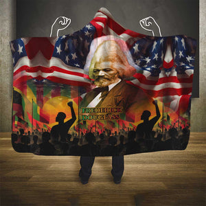 Frederick Douglass Hooded Blanket American Flag Background Powerful Quote Build Strong Children Civil Rights Tribute - African Pride