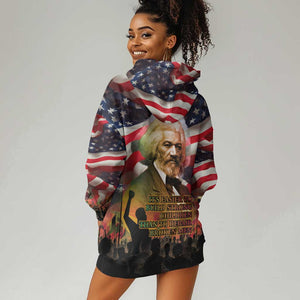 Frederick Douglass Hoodie Dress American Flag Background Powerful Quote Build Strong Children Civil Rights Tribute - African Pride