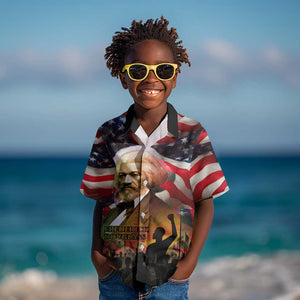Frederick Douglass Kid Hawaiian Shirt American Flag Background Powerful Quote Build Strong Children Civil Rights Tribute TS04