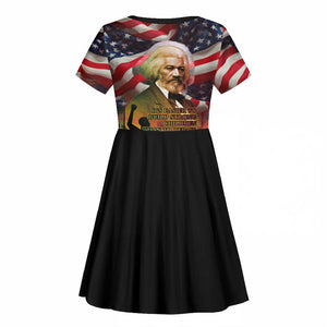 Frederick Douglass Kid Short Sleeve Dress American Flag Background Powerful Quote Build Strong Children Civil Rights Tribute TS04