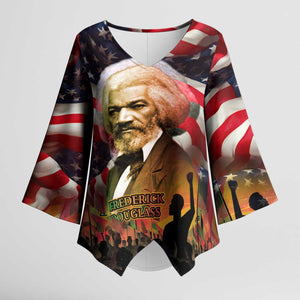 Frederick Douglass Kimono Sleeve Blouse American Flag Background Powerful Quote Build Strong Children Civil Rights Tribute - African Pride