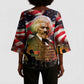 Frederick Douglass Kimono Sleeve Blouse American Flag Background Powerful Quote Build Strong Children Civil Rights Tribute - African Pride