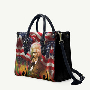 Frederick Douglass Leather Bag American Flag Background Powerful Quote Build Strong Children Civil Rights Tribute - African Pride