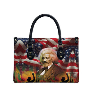 Frederick Douglass Leather Bag American Flag Background Powerful Quote Build Strong Children Civil Rights Tribute - African Pride