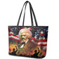 Frederick Douglass Leather Tote Bag American Flag Background Powerful Quote Build Strong Children Civil Rights Tribute - African Pride