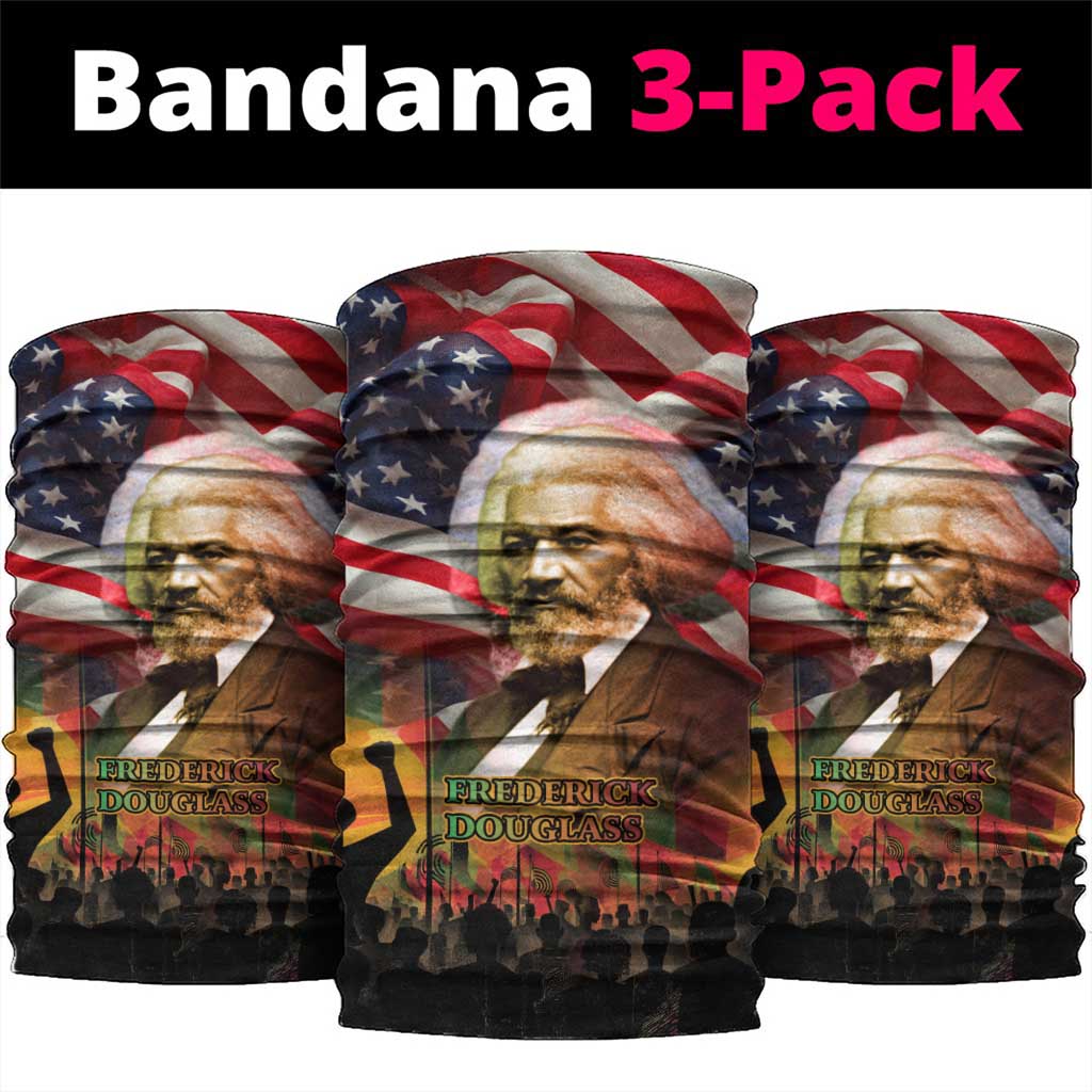 Frederick Douglass Neck Gaiter American Flag Background Powerful Quote Build Strong Children Civil Rights Tribute - African Pride