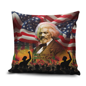 Frederick Douglass Pillow Cover American Flag Background Powerful Quote Build Strong Children Civil Rights Tribute - African Pride