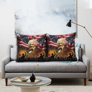 Frederick Douglass Pillow Cover American Flag Background Powerful Quote Build Strong Children Civil Rights Tribute - African Pride