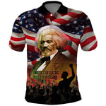 Frederick Douglass Polo Shirt American Flag Background Powerful Quote Build Strong Children Civil Rights Tribute TS04
