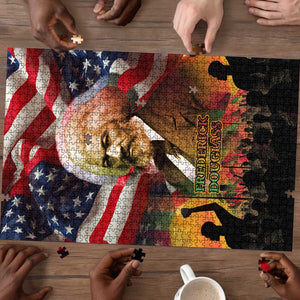 Frederick Douglass Puzzle American Flag Background Powerful Quote Build Strong Children Civil Rights Tribute - African Pride