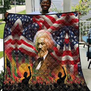 Frederick Douglass Quilt American Flag Background Powerful Quote Build Strong Children Civil Rights Tribute - African Pride