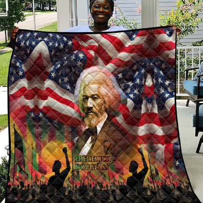 Frederick Douglass Quilt American Flag Background Powerful Quote Build Strong Children Civil Rights Tribute - African Pride