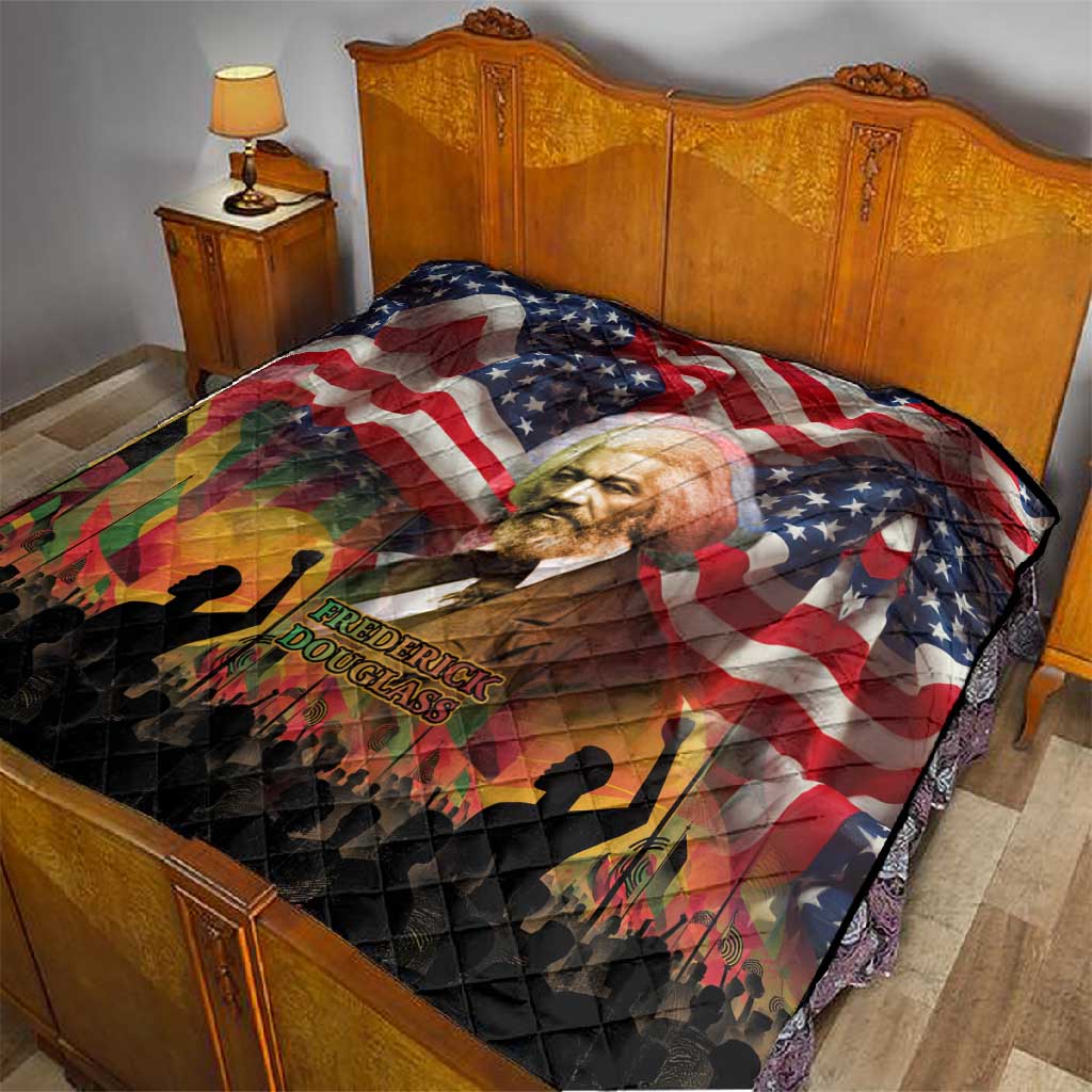 Frederick Douglass Quilt American Flag Background Powerful Quote Build Strong Children Civil Rights Tribute - African Pride