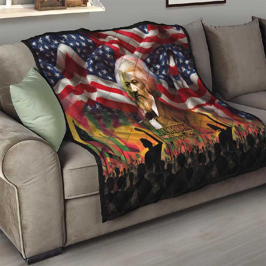 Frederick Douglass Quilt American Flag Background Powerful Quote Build Strong Children Civil Rights Tribute - African Pride