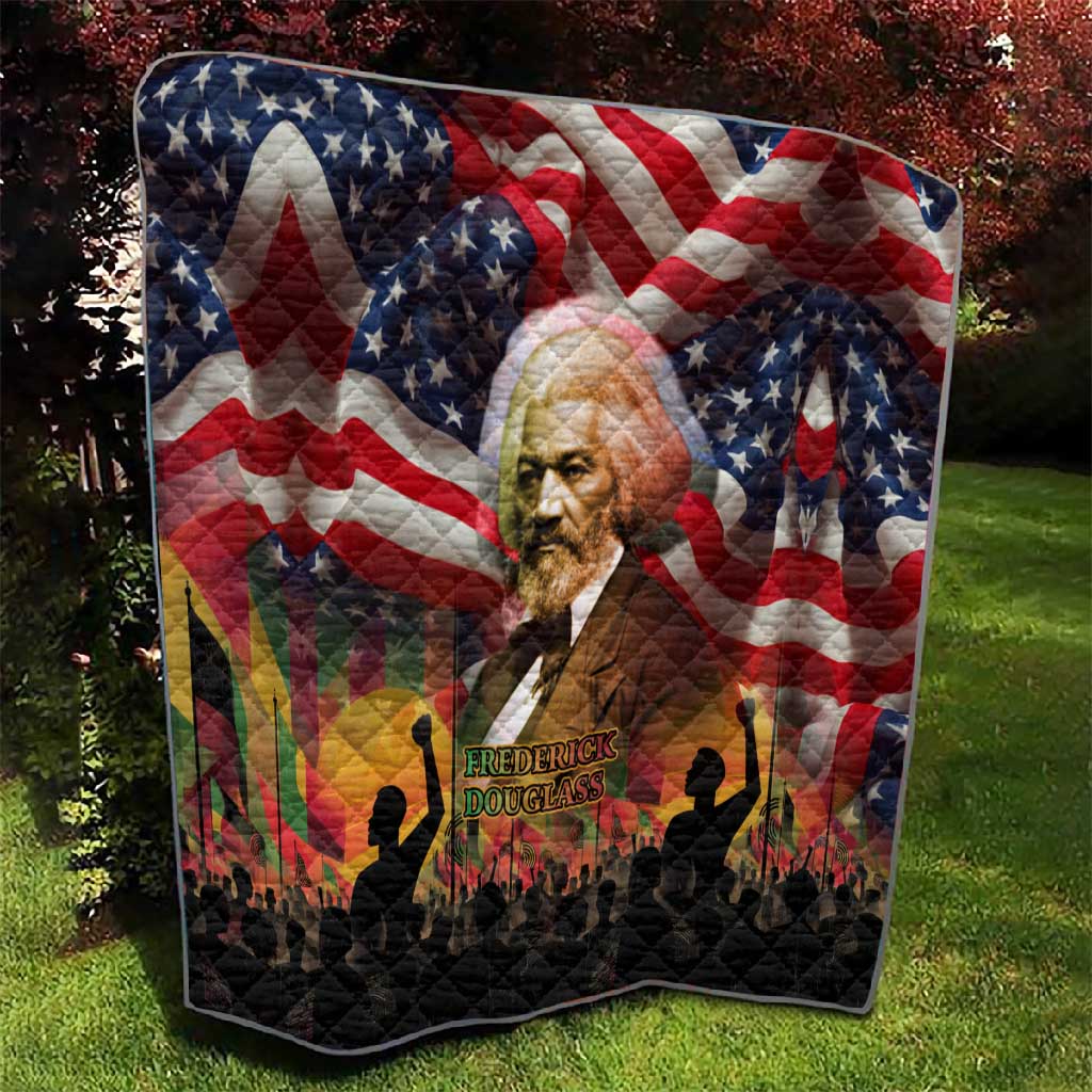 Frederick Douglass Quilt American Flag Background Powerful Quote Build Strong Children Civil Rights Tribute - African Pride