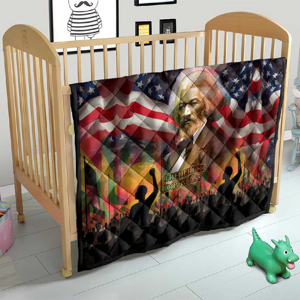 Frederick Douglass Quilt American Flag Background Powerful Quote Build Strong Children Civil Rights Tribute - African Pride