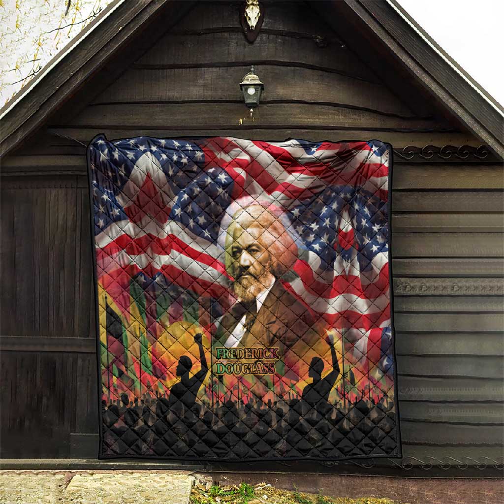 Frederick Douglass Quilt American Flag Background Powerful Quote Build Strong Children Civil Rights Tribute - African Pride