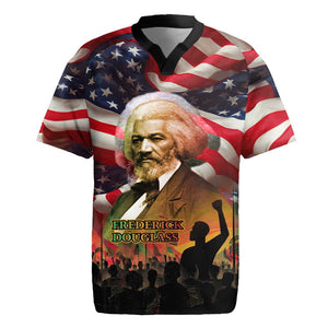 Frederick Douglass Rugby Jersey American Flag Background Powerful Quote Build Strong Children Civil Rights Tribute TS04