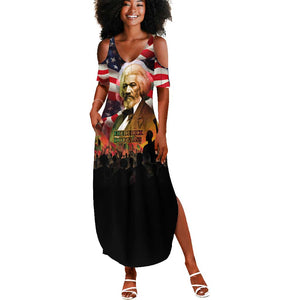 Frederick Douglass Summer Maxi Dress American Flag Background Powerful Quote Build Strong Children Civil Rights Tribute TS04