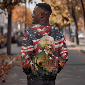 Frederick Douglass Sweatshirt American Flag Background Powerful Quote Build Strong Children Civil Rights Tribute - African Pride