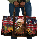 Frederick Douglass Travel Bag American Flag Background Powerful Quote Build Strong Children Civil Rights Tribute - African Pride