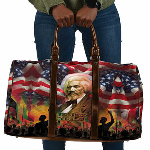 Frederick Douglass Travel Bag American Flag Background Powerful Quote Build Strong Children Civil Rights Tribute - African Pride