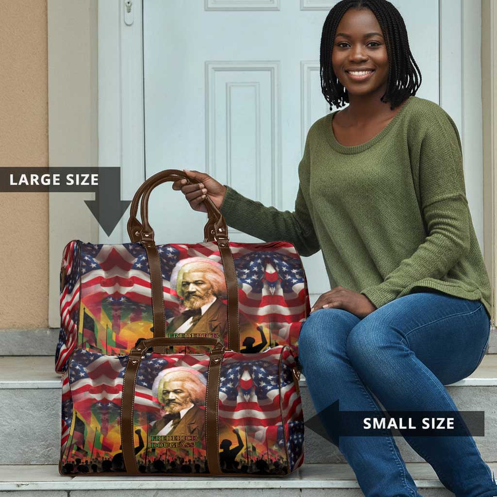 Frederick Douglass Travel Bag American Flag Background Powerful Quote Build Strong Children Civil Rights Tribute - African Pride