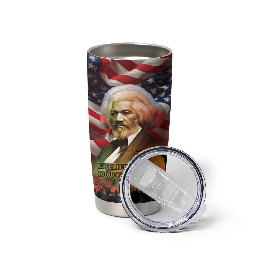 Frederick Douglass Tumbler Cup American Flag Background Powerful Quote Build Strong Children Civil Rights Tribute - African Pride