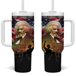 Frederick Douglass Tumbler With Handle American Flag Background Powerful Quote Build Strong Children Civil Rights Tribute - African Pride