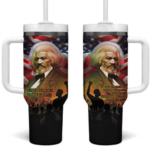 Frederick Douglass Tumbler With Handle American Flag Background Powerful Quote Build Strong Children Civil Rights Tribute - African Pride