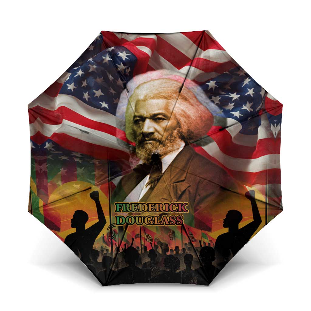 Frederick Douglass Umbrella American Flag Background Powerful Quote Build Strong Children Civil Rights Tribute - African Pride