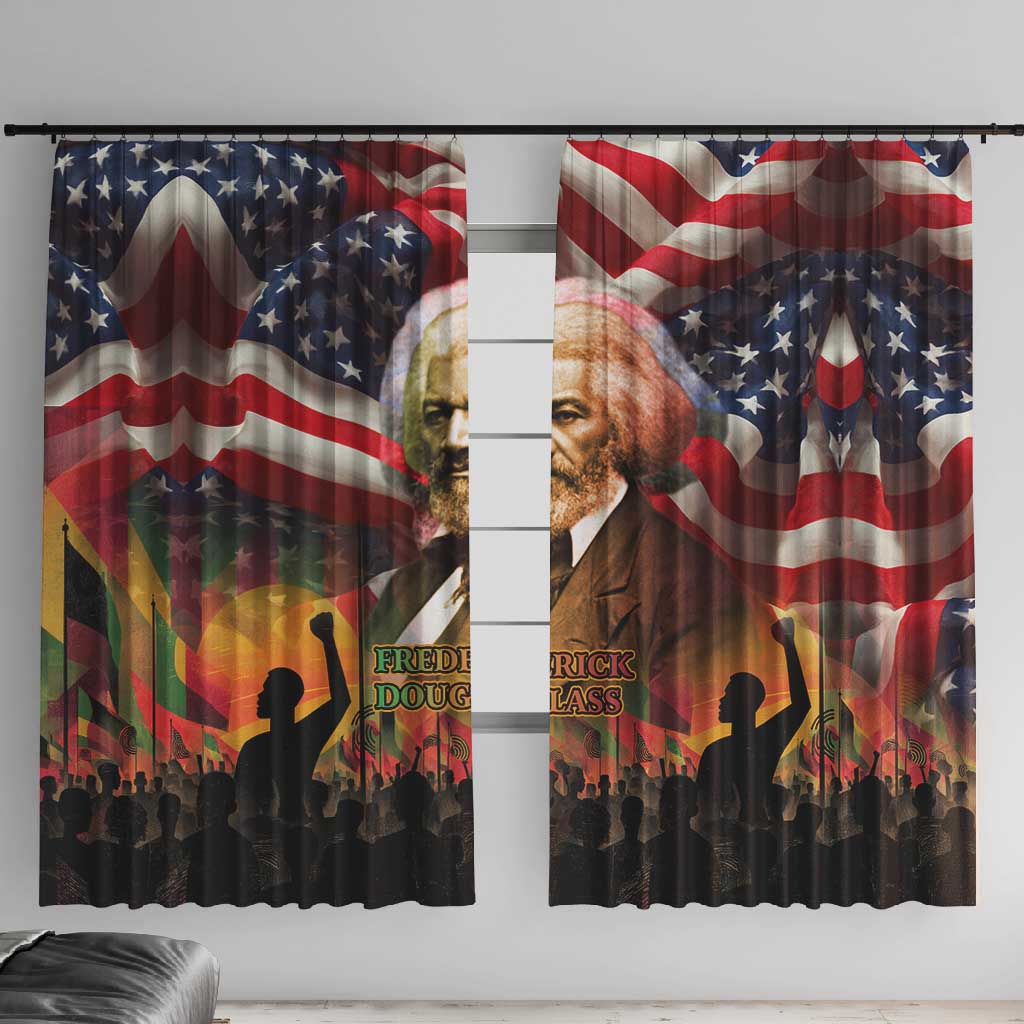 Frederick Douglass Window Curtain American Flag Background Powerful Quote Build Strong Children Civil Rights Tribute - African Pride