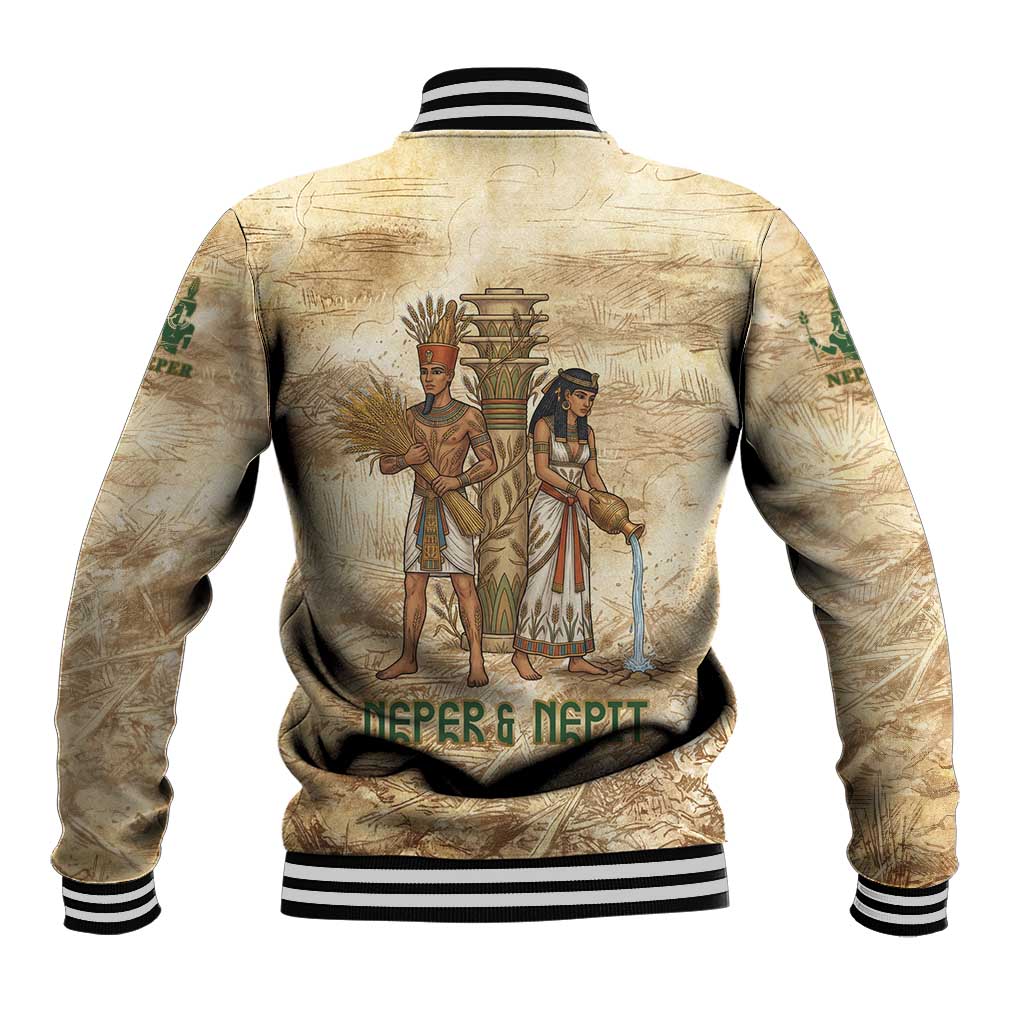 Neper and Nepit Baseball Jacket Ancient Harvest and Fertility Design with Sickle and Grain