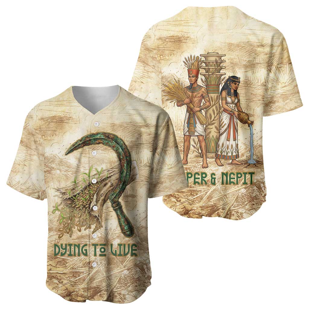 Neper and Nepit Baseball Jersey Ancient Harvest and Fertility Design with Sickle and Grain