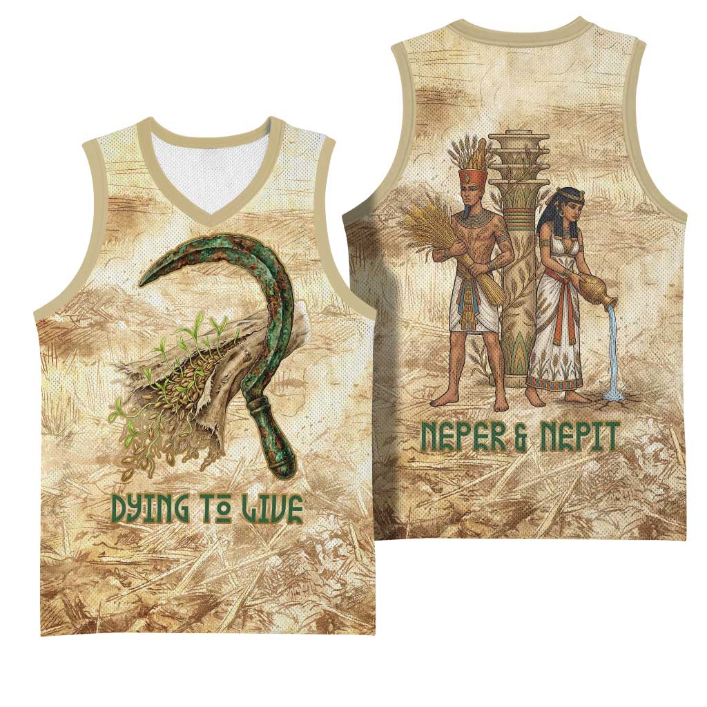 Neper and Nepit Basketball Jersey Ancient Harvest and Fertility Design with Sickle and Grain