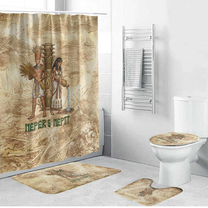 Neper and Nepit Bathroom Set Ancient Harvest and Fertility Design with Sickle and Grain